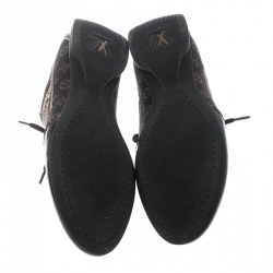 Pre Owned Louis Vuitton Brown Monogram Denim and Leather Sneakers Size 36.5