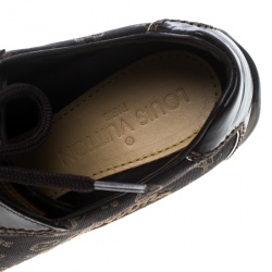Pre Owned Louis Vuitton Brown Monogram Denim and Leather Sneakers Size 36.5