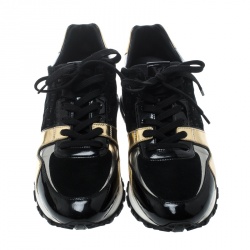 Louis Vuitton Multicolor Monogram Suede and Leather Run Away Lace Up Sneakers Size 38