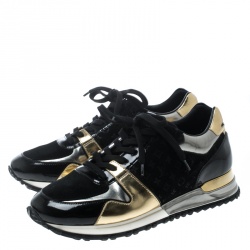 Louis Vuitton Multicolor Monogram Suede and Leather Run Away Lace Up Sneakers Size 38