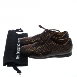 Louis Vuitton Brown Monogram Fabric and Embossed Python Leather Trim Low Top Sneakers Size 39