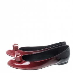 مملوكة مسبقًا حذاء فلات باليه لوي فيتون زخرفة مكعبات  جلد حمراء مقاس 37.5