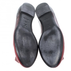 مملوكة مسبقًا حذاء فلات باليه لوي فيتون زخرفة مكعبات  جلد حمراء مقاس 37.5