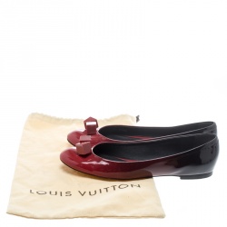 مملوكة مسبقًا حذاء فلات باليه لوي فيتون زخرفة مكعبات  جلد حمراء مقاس 37.5