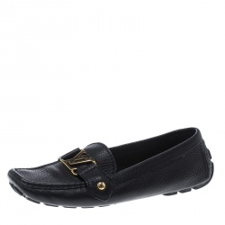 مملوكة مسبقًا Louis Vuitton Black Leather Oxford Loafers Size 37.5