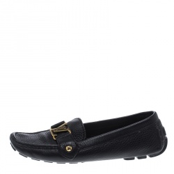مملوكة مسبقًا Louis Vuitton Black Leather Oxford Loafers Size 37.5