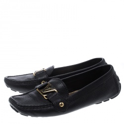 مملوكة مسبقًا Louis Vuitton Black Leather Oxford Loafers Size 37.5