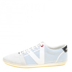 Louis Vuitton White/Blue Suede and Canvas Low Top Sneakers Size 41.5