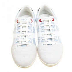 Louis Vuitton White/Blue Suede and Canvas Low Top Sneakers Size 41.5