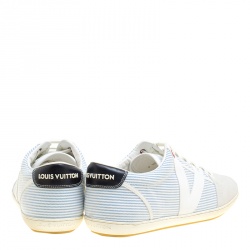 Louis Vuitton White/Blue Suede and Canvas Low Top Sneakers Size 41.5