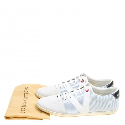 Louis Vuitton White/Blue Suede and Canvas Low Top Sneakers Size 41.5