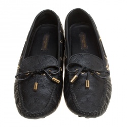 Pre Owned حذاء لوفرز لوي فيتون فلات غلوريا جلد إمبراينت مونوغرامي أسود مقاس 38