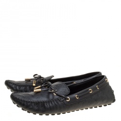 Pre Owned حذاء لوفرز لوي فيتون فلات غلوريا جلد إمبراينت مونوغرامي أسود مقاس 38