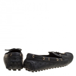 Pre Owned حذاء لوفرز لوي فيتون فلات غلوريا جلد إمبراينت مونوغرامي أسود مقاس 38