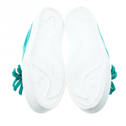 Pre Owned حذاء رياضي لوي فيتون ديستينيشن دينم وكانفاس مونوغرمي تركواز سليب أون مقاس 39.5