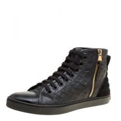 مملوكة مسبقًا Louis Vuitton Black Monogram Empreinte Leather Punchy High Top Sneakers Size 36