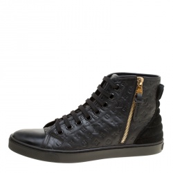 مملوكة مسبقًا Louis Vuitton Black Monogram Empreinte Leather Punchy High Top Sneakers Size 36