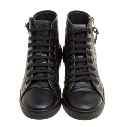 مملوكة مسبقًا Louis Vuitton Black Monogram Empreinte Leather Punchy High Top Sneakers Size 36