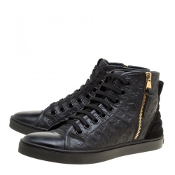 مملوكة مسبقًا Louis Vuitton Black Monogram Empreinte Leather Punchy High Top Sneakers Size 36