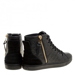 مملوكة مسبقًا Louis Vuitton Black Monogram Empreinte Leather Punchy High Top Sneakers Size 36