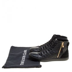 مملوكة مسبقًا Louis Vuitton Black Monogram Empreinte Leather Punchy High Top Sneakers Size 36