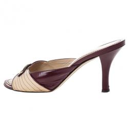 Pre Owned Louis Vuitton Beige Leather Slides Size 38