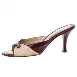 Pre Owned Louis Vuitton Beige Leather Slides Size 38