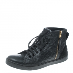 Louis Vuitton Black Monogram Empreinte Leather Punchy High Top Sneakers Size 40