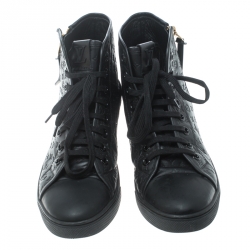 Louis Vuitton Black Monogram Empreinte Leather Punchy High Top Sneakers Size 40