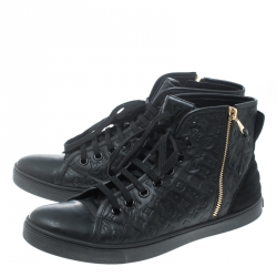 Louis Vuitton Black Monogram Empreinte Leather Punchy High Top Sneakers Size 40