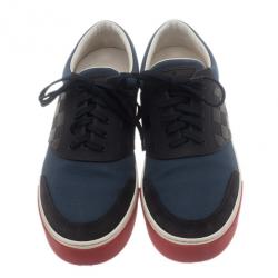 Pre Owned Louis Vuitton Two Tone Leather and Suede Sneakers Size 41