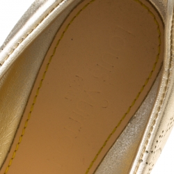 Louis Vuitton Metallic Gold Leather Perforated Leather Sneakers Size 38