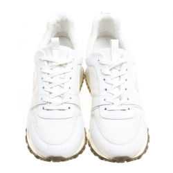 Louis Vuitton White Mesh and Leather Run Away Lace Up Sneakers Size 38