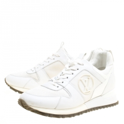 Louis Vuitton White Mesh and Leather Run Away Lace Up Sneakers Size 38