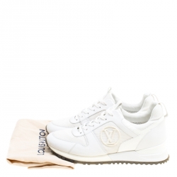 Louis Vuitton White Mesh and Leather Run Away Lace Up Sneakers Size 38