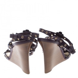 مملوكة مسبقًا صندل لوي فيتون نعل روكي مرصع جلد بنفسجي مقاس 38.5