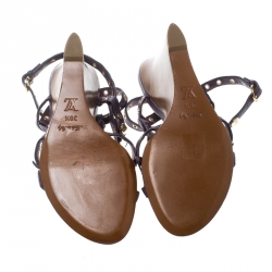 مملوكة مسبقًا صندل لوي فيتون نعل روكي مرصع جلد بنفسجي مقاس 38.5