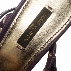 مملوكة مسبقًا صندل لوي فيتون نعل روكي مرصع جلد بنفسجي مقاس 38.5