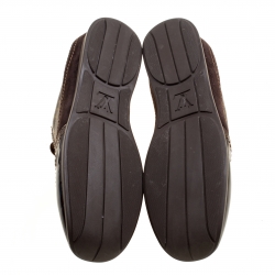 Louis Vuitton Brown Monogram Canvas and Patent Leather Globe Trotter Square Toe Sneakers Size 36