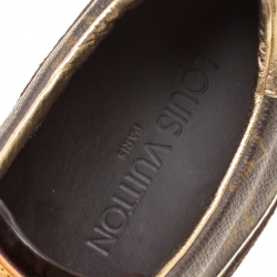 Louis Vuitton Brown Monogram Canvas and Patent Leather Globe Trotter Square Toe Sneakers Size 36