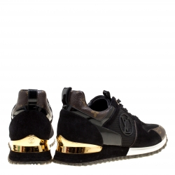 Louis Vuitton Brown/Black Monogram Canvas and Suede Run Away Lace Up Sneakers Size 39