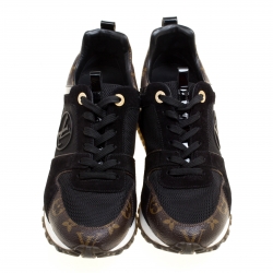 Louis Vuitton Brown/Black Monogram Canvas and Suede Run Away Lace Up Sneakers Size 39