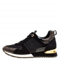 Louis Vuitton Brown/Black Monogram Canvas and Suede Run Away Lace Up Sneakers Size 39