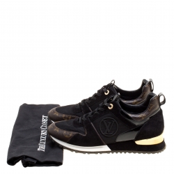 Louis Vuitton Brown/Black Monogram Canvas and Suede Run Away Lace Up Sneakers Size 39