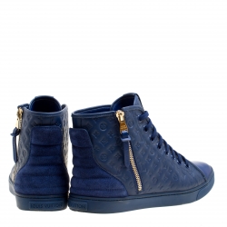 Louis Vuitton Blue Monogram Empreinte Leather Punchy High Top Sneakers Size 39