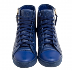 Louis Vuitton Blue Monogram Empreinte Leather Punchy High Top Sneakers Size 39