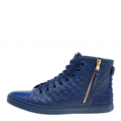 Louis Vuitton Blue Monogram Empreinte Leather Punchy High Top Sneakers Size 39