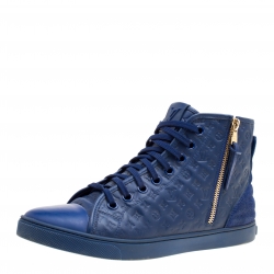 Louis Vuitton Blue Monogram Empreinte Leather Punchy High Top Sneakers Size 39