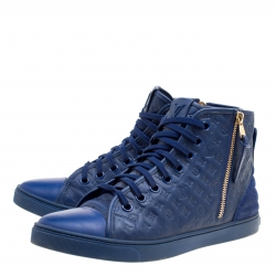 Louis Vuitton Blue Monogram Empreinte Leather Punchy High Top Sneakers Size 39