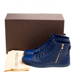 Louis Vuitton Blue Monogram Empreinte Leather Punchy High Top Sneakers Size 39